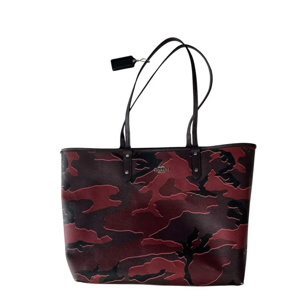 Coach Handbag Purse Military Red Camo Tote 31451 Large Shoulder Bag Reversible